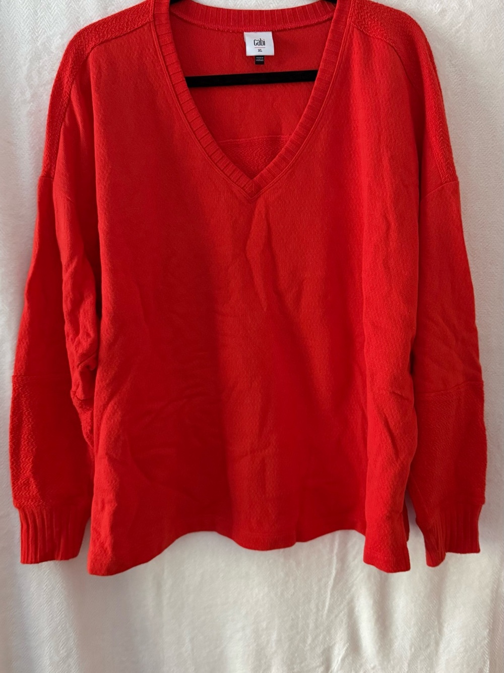 CAbi cherry orange V-Neck Lightweight Sweatshirt